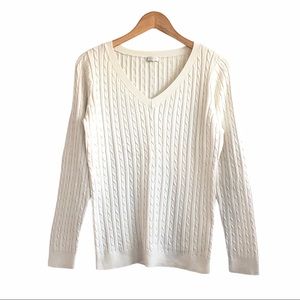 TALBOTS | Ivory Cotton Cable Knit Sweater